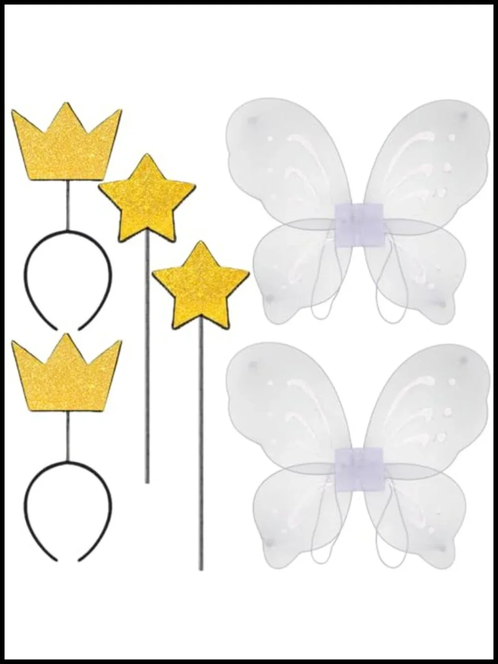 Fairy Costume Set Butterfly Wings Star Wand Crown for Girls Halloween Cosplay